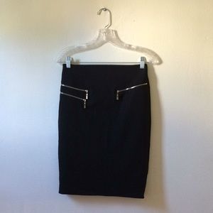 ANGL black pencil skirt with gold zippers